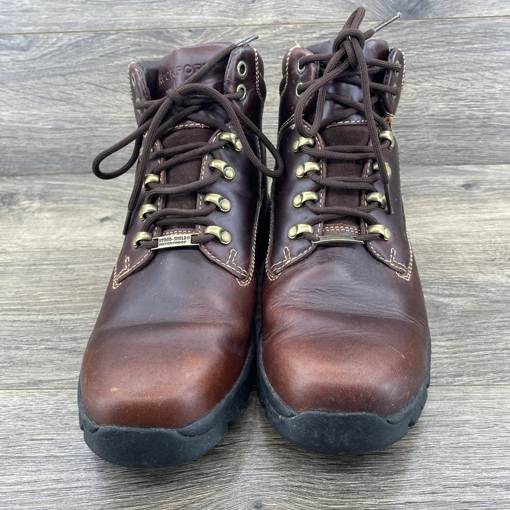 Rockport XCS Hiking Boots Mens 9 Brown Leather Waterproof Hydro-Shield APM7250E